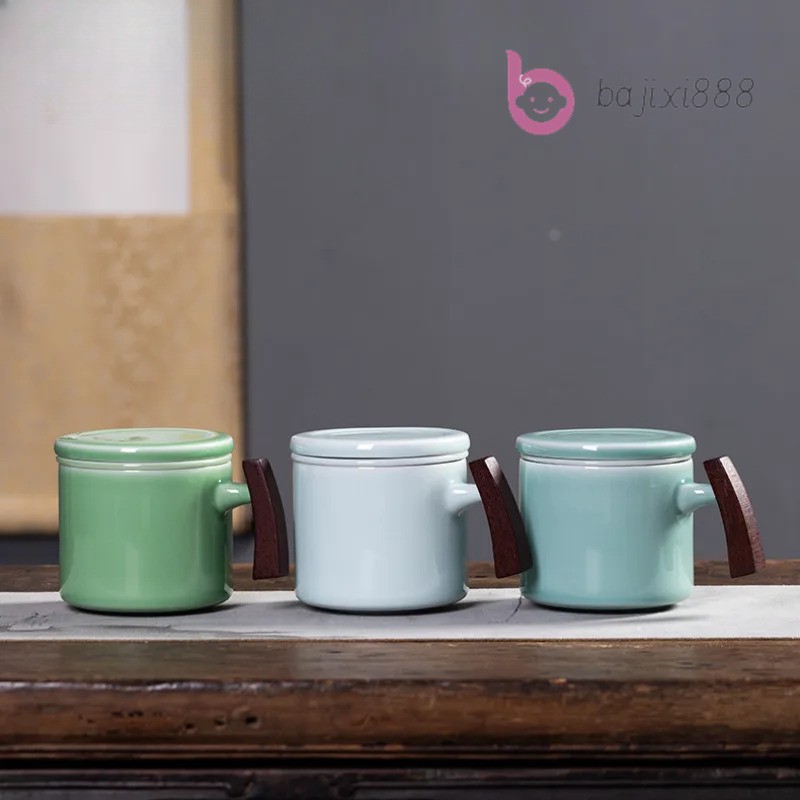 400ml Plum Green Longquan Celadon Filter Tea Separator Cup Ancient Tea Mug