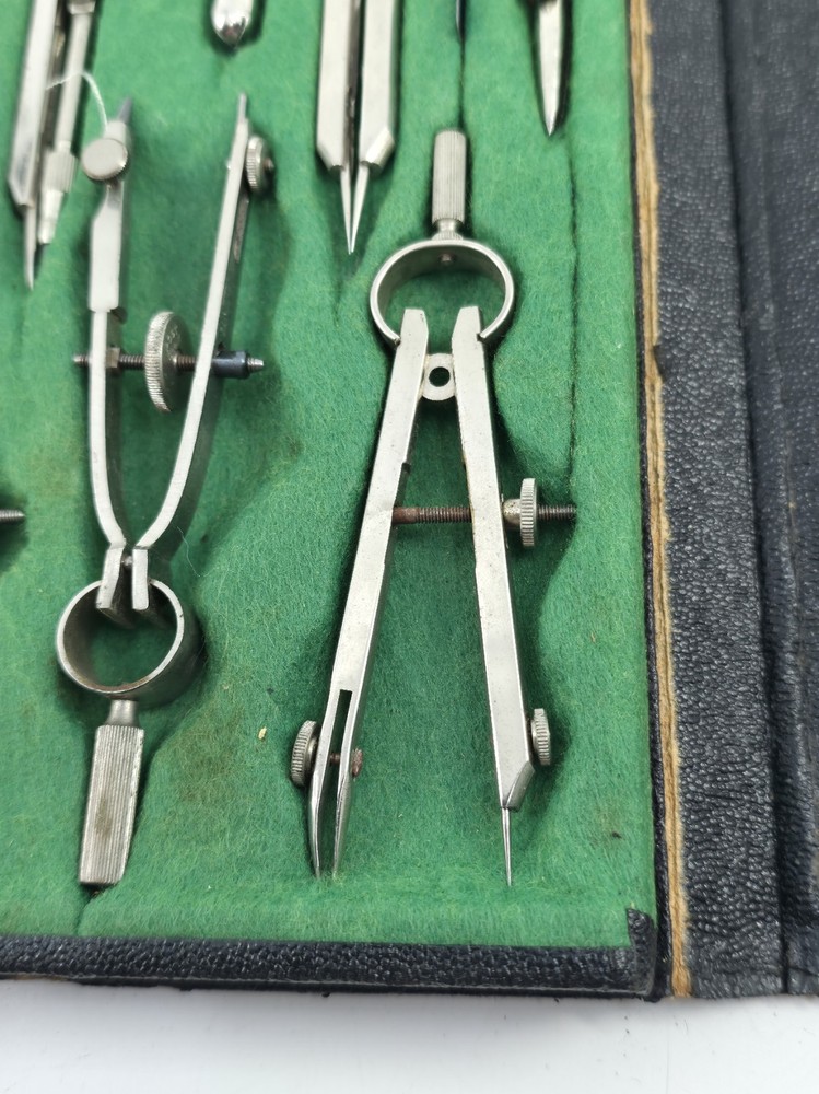 Vintage Tacro Germany 2125 Drafting Set Compass Engineer Architect Tools Case