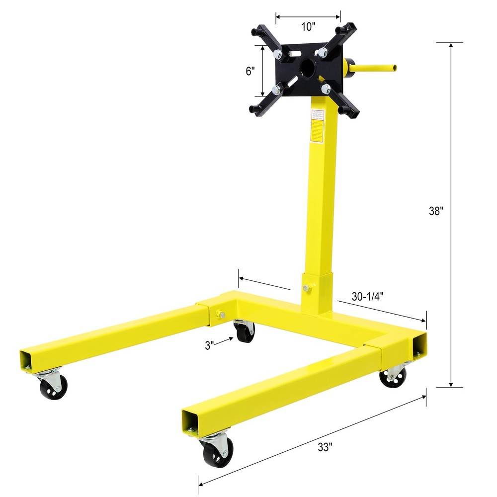 1250 LBS Capacity Engine Stand - 360° Adjustable Head, 4 Swivel Wheels