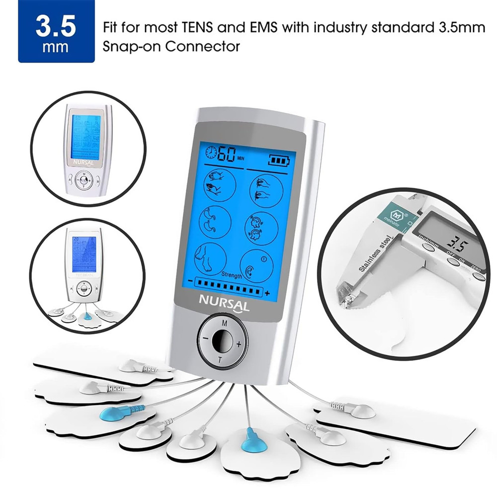 TENS/EMS Unit Replacement Pads NURSAL 20 Pack 3.5Mm Snap Electrode Patches for E