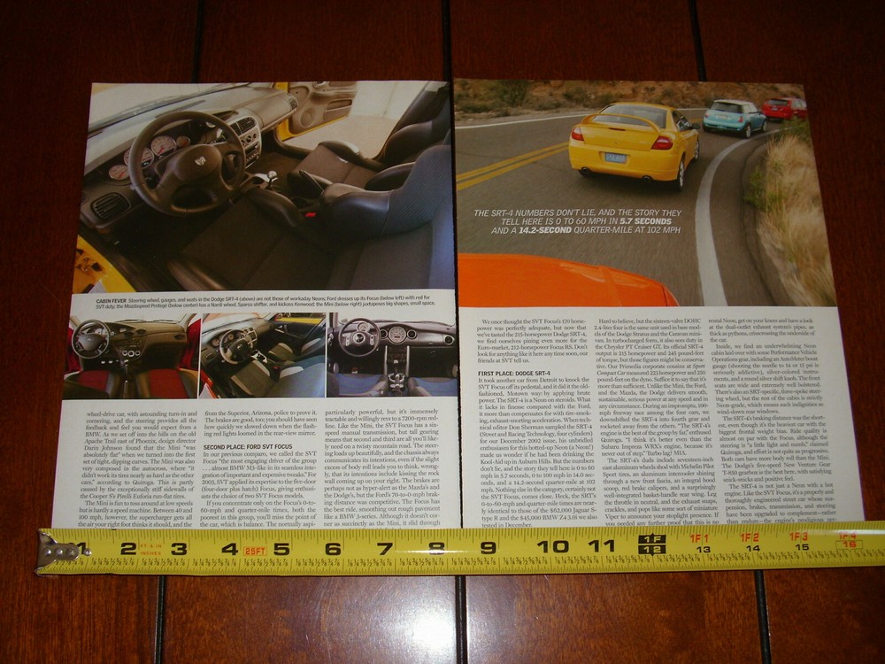 DODGE SRT4 vs. FORD SVT FOCUS vs. MINI COOPER S MAZDASPEED ORIGINAL 2003 ARTICLE