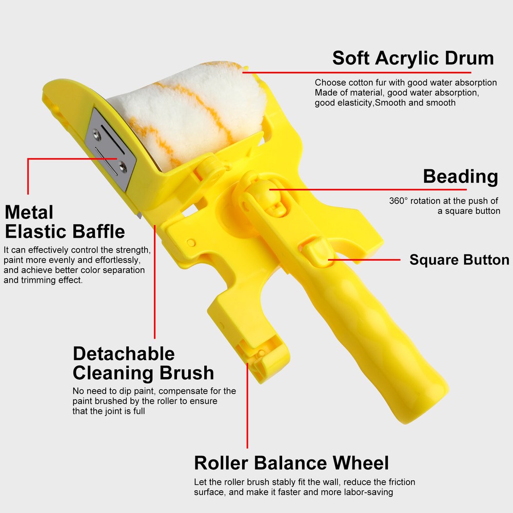 2Pcs Clean-Cut Paint Edger Roller Brush Safe Tool for Room Corner Wall Ceiling