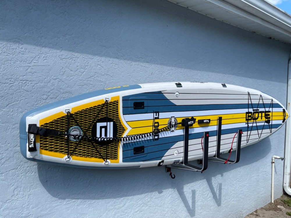 Pontoon Boat Dual Wake/Paddle Board Solution with Storage Rack