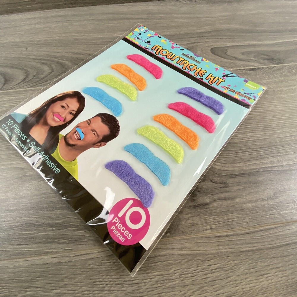 Awesome 80's Party Pack Assorted Color Mustaches Accessory Fabric 2"
