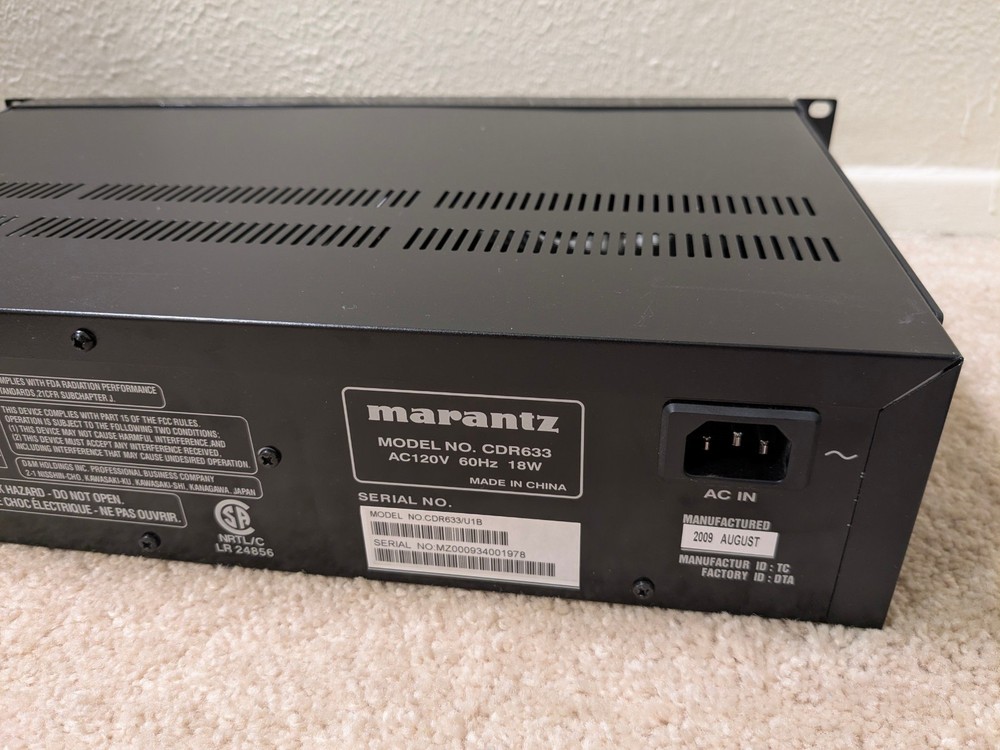 Marantz CDR633 Professional Rackmount Slot-Loading CD Player / Recorder