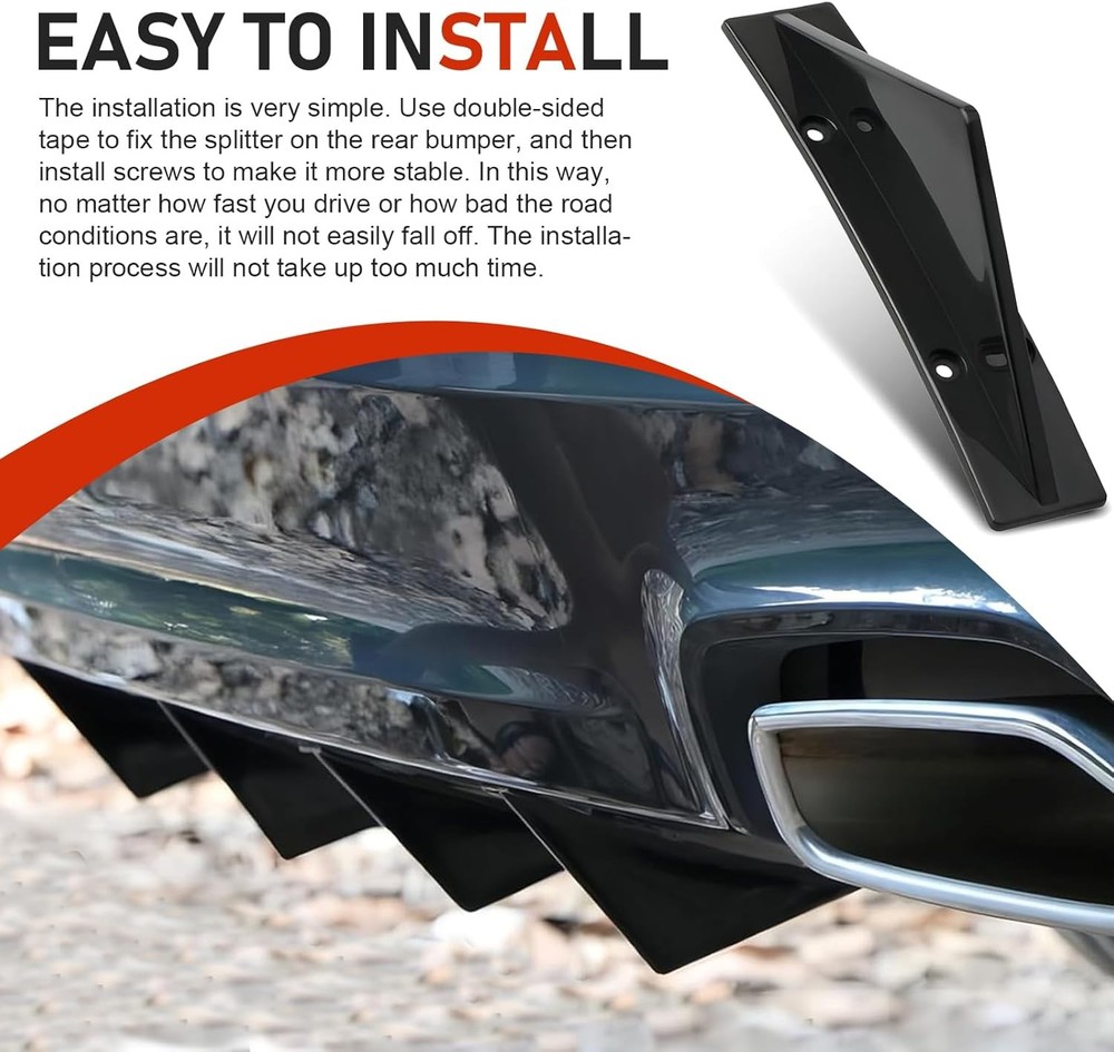 4 PCS Car Lower Bumper Lip Diffuser, Anti-scratch Triangular-shap Color: Black