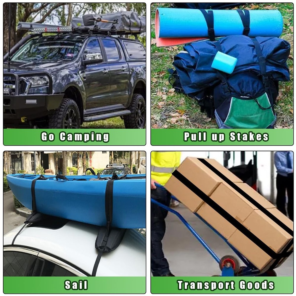 2 Sets 1"x 48"(4 ft) Battery Tie Down Strap kit with Stainless 2 sets, black