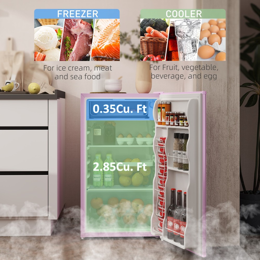 3.2 Cu.Ft Compact Refrigerator with Adjustable Thermostat, Pink