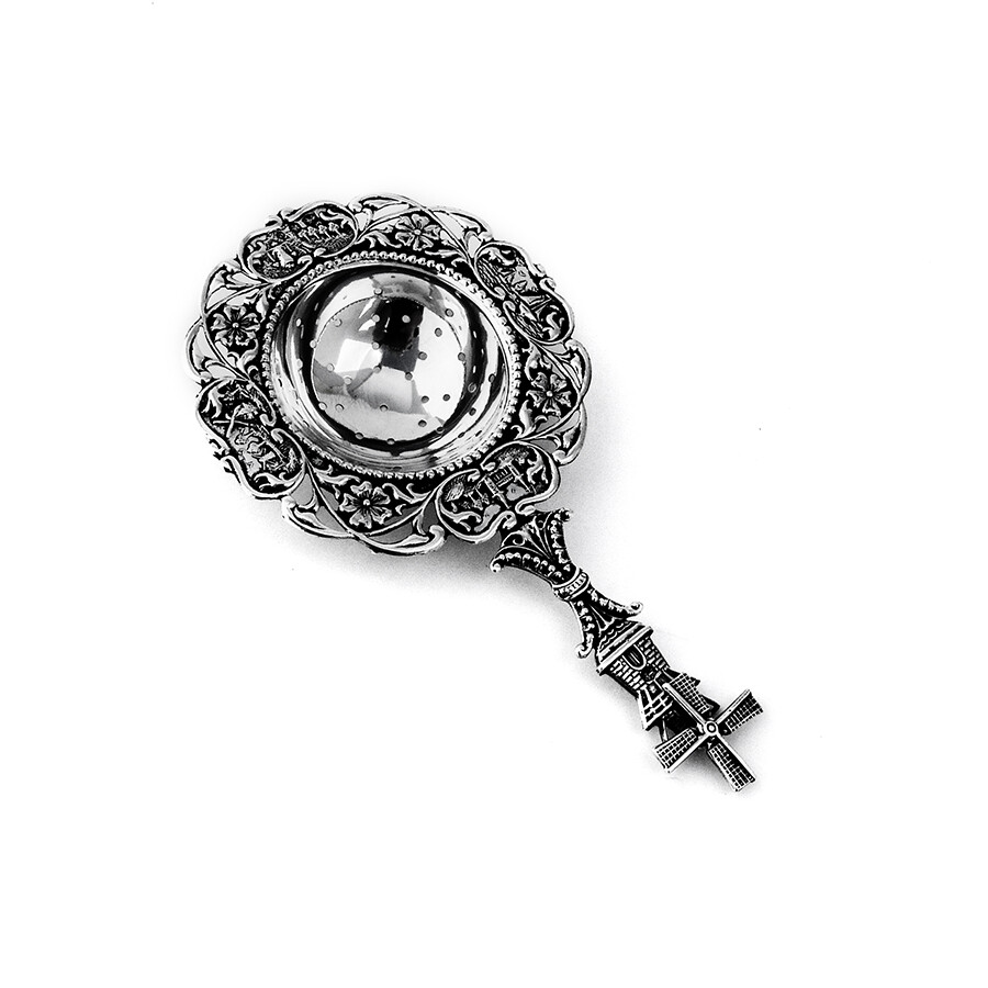 Dutch Openwork Tea Strainer Windmill Handle 833 Silver 1964