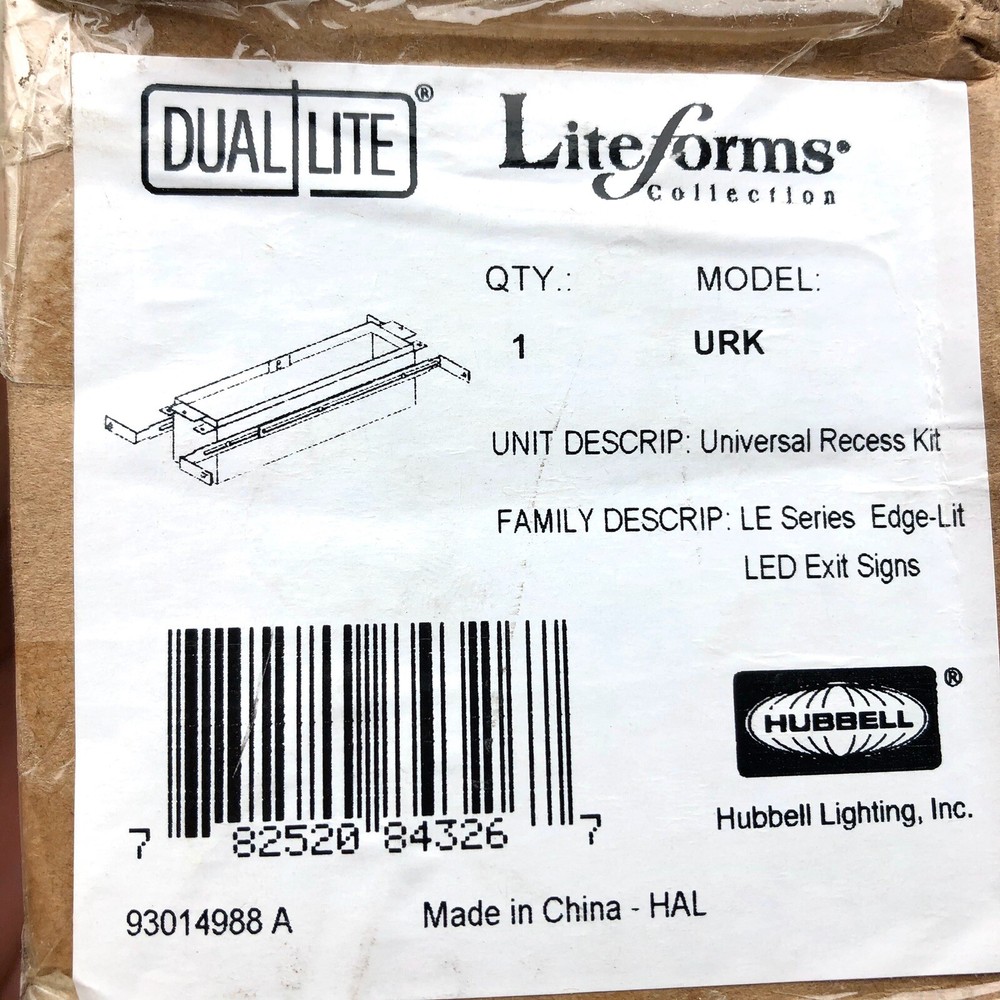 HUBBELL DUAL LITE MODEL(URK) UNIVERSAL EXIT LIGHT RECESS MOUNTING KIT