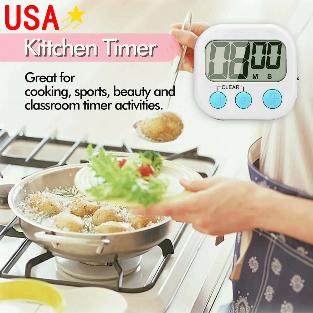Digital Kitchen Timer Magnetic Cooking LCD Large Count Down Clear Loud Alarm