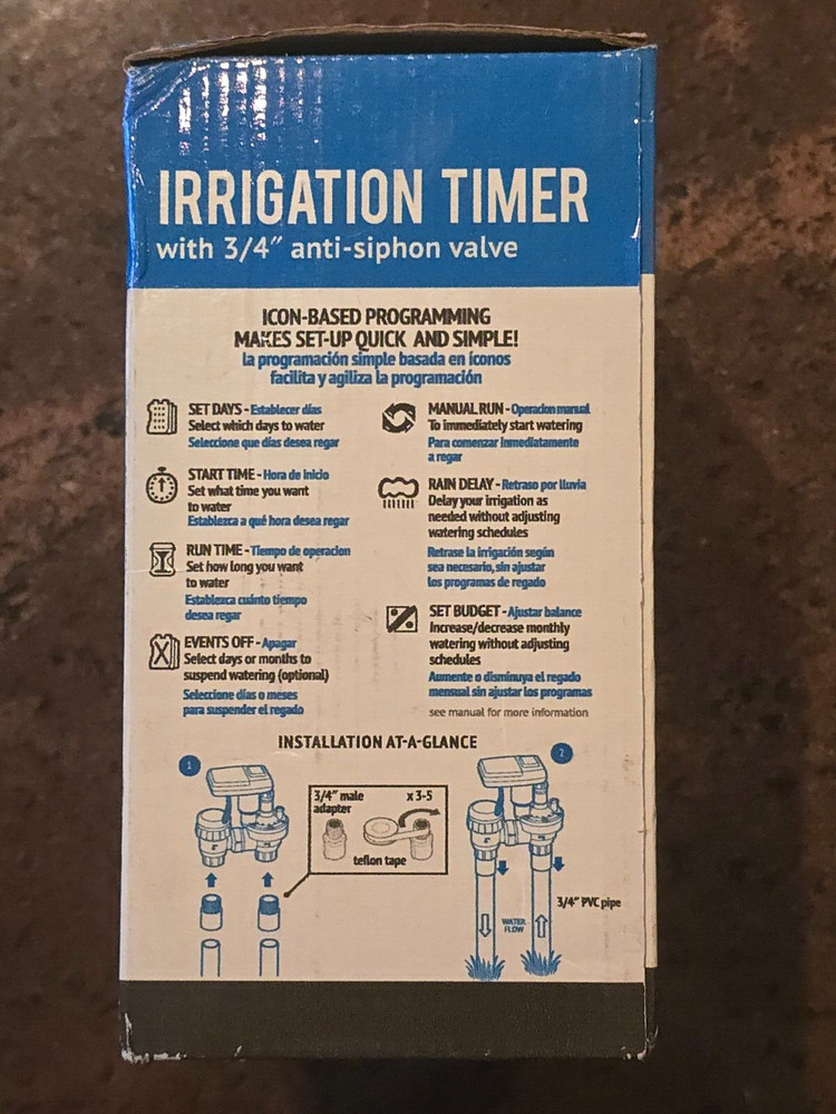 DIG Solar Powered Irrigation Timer Controller with 3/4 inch Anti-Siphon Valve