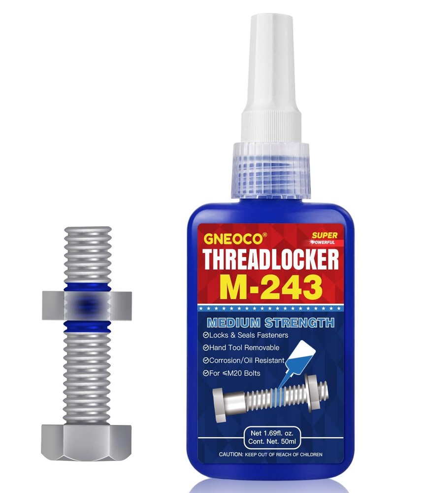 ThreadLocker Blue 243 50ml, Thread Lock Medium Strength Lock Tight for...