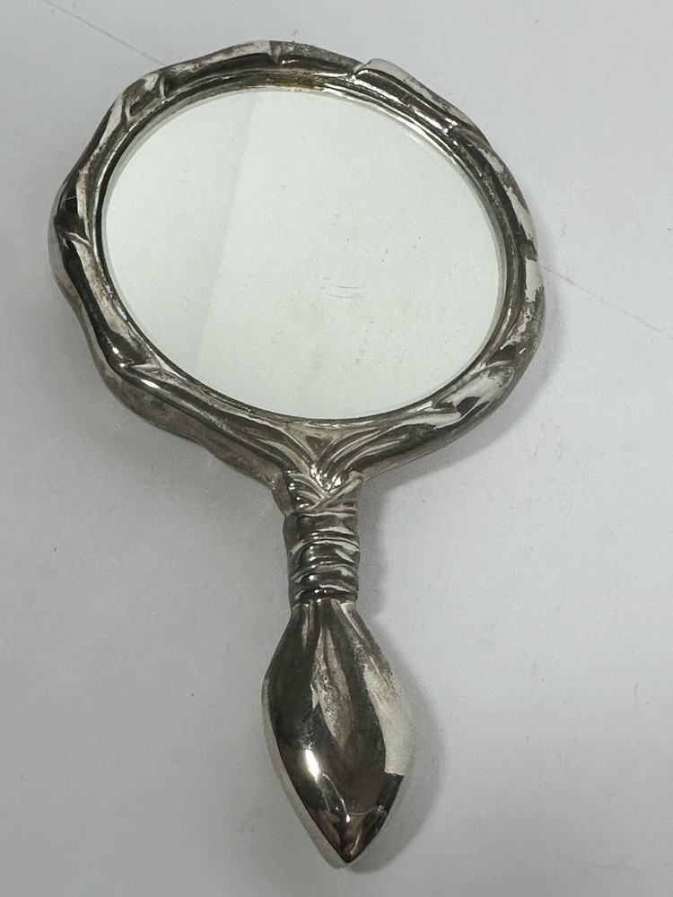 Vintage Heavy Silver Art Deco Hand Mirror
