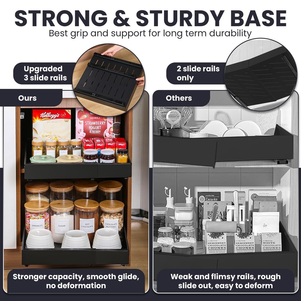 Pull Out Cabinet Organizer – Adjustable Sliding Shelf Inserts for Cabinets