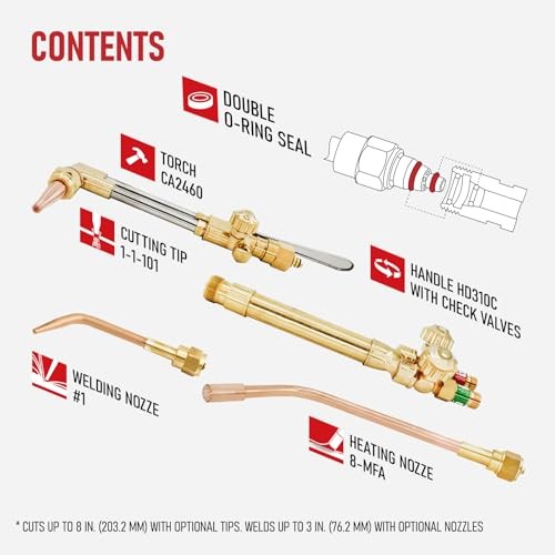 Heavy Duty Oxy Acetylene Torch Kit, with CA2460 Cutting Attachment + Cutting