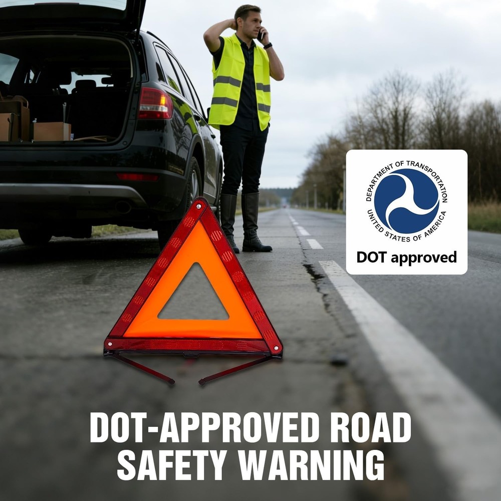 Emergency Warning Triangle Kit – Roadside Safety Kit with Reflective Warning ...