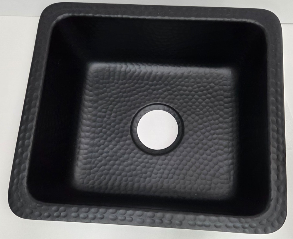 Monarch Abode 17 Inch Hand Hammered Black Drop In/ Under Mount Kitchen Sink