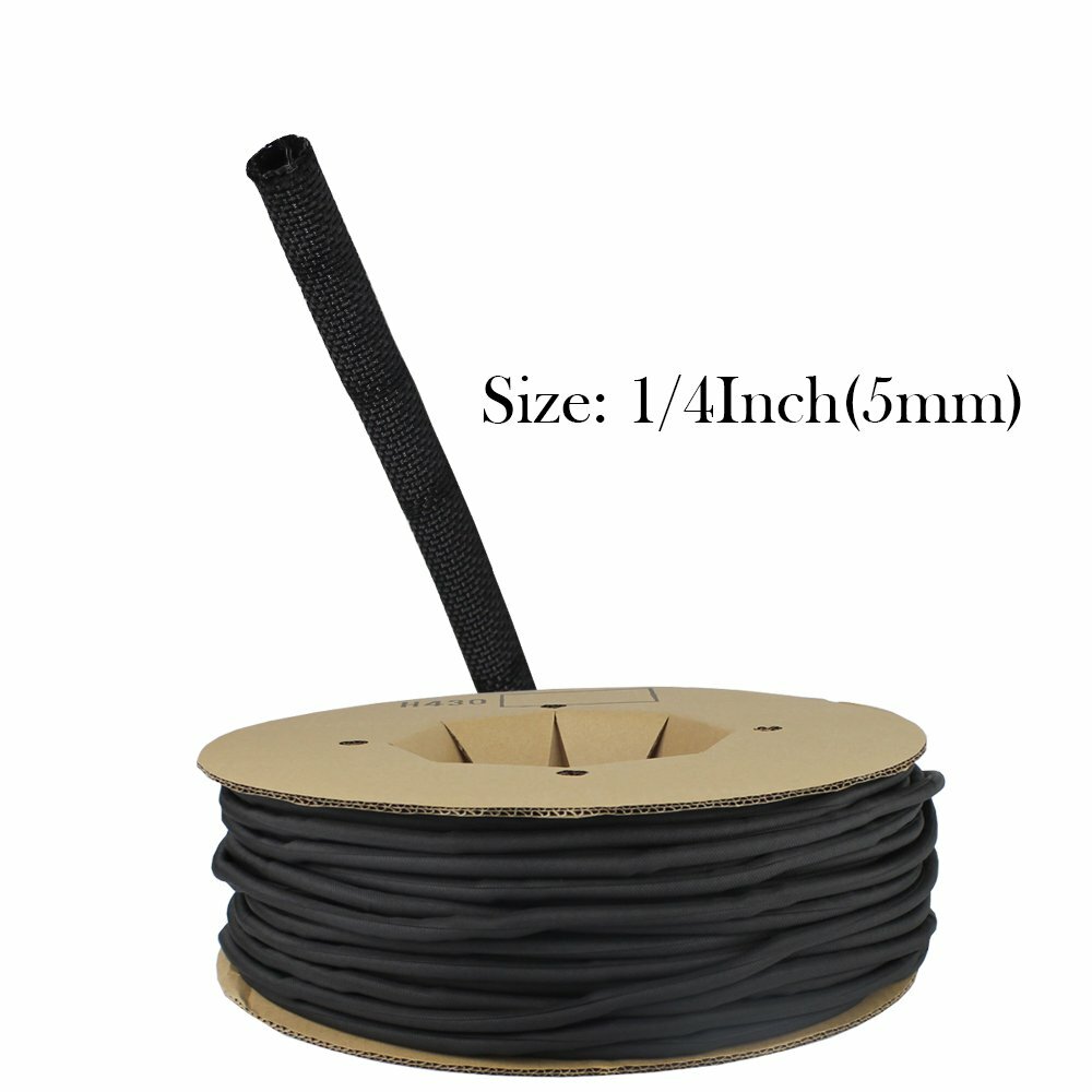 Split Braided Cable Sleeve Wire Loom Management Harness Black Wrap Protect Lot