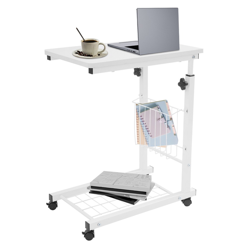 Adjustable Bed Side Table, Side Table with Wheels, Mobile Standalone Table