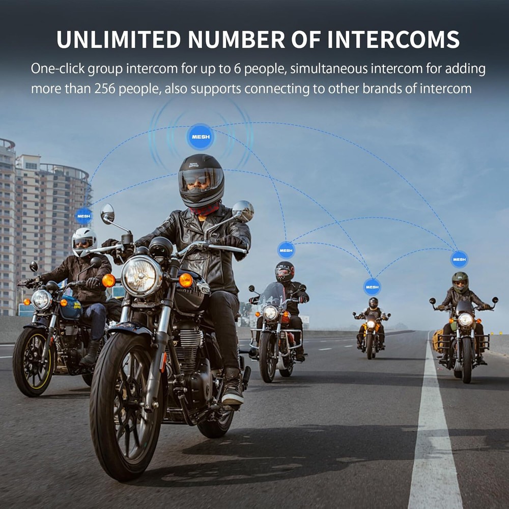 FreedConn FX Plus Motorcycle Helmet Bluetooth Headset Auto-Join Mesh Network
