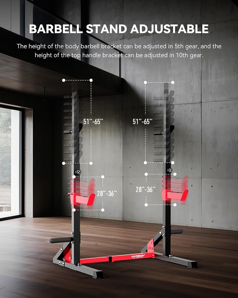 HARISON Heavy Duty Squat Rack, Bench Press Rack, Adjustable Barbell Rack
