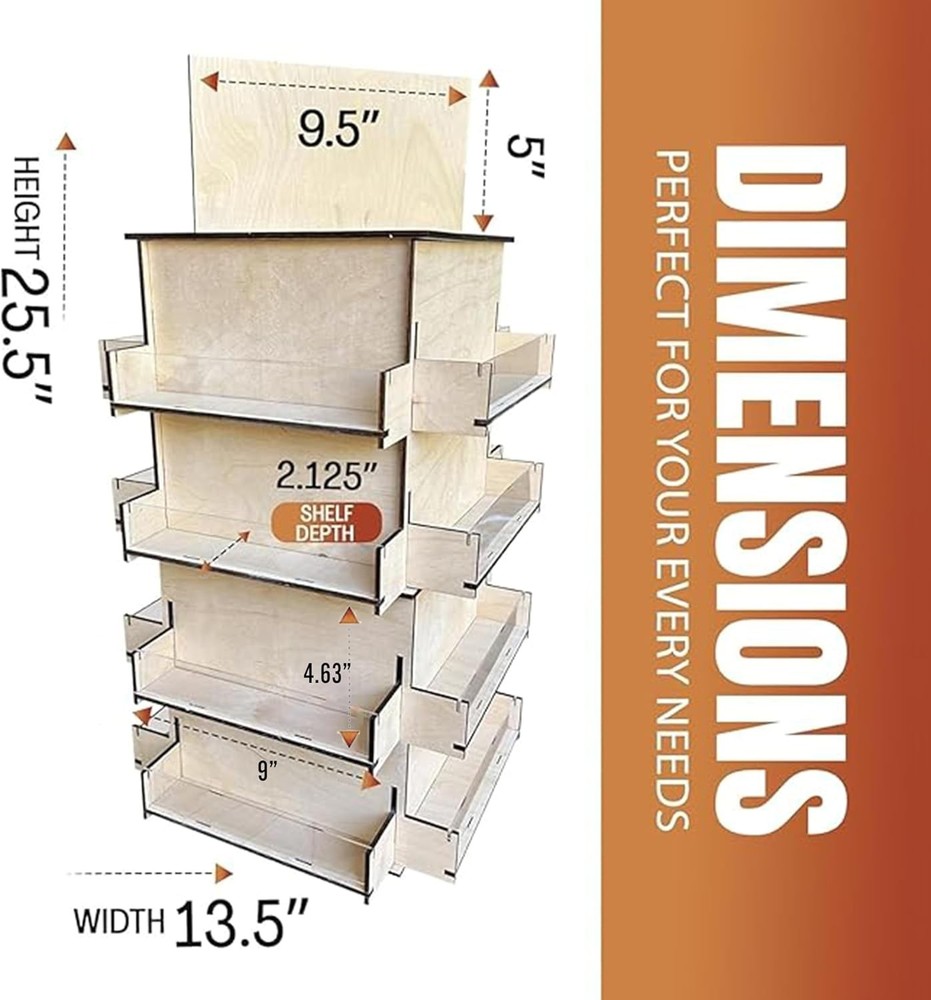 TORCHED 4-Sided Rotating Display Stand | Versatile Showcase | For Coaster, Notes