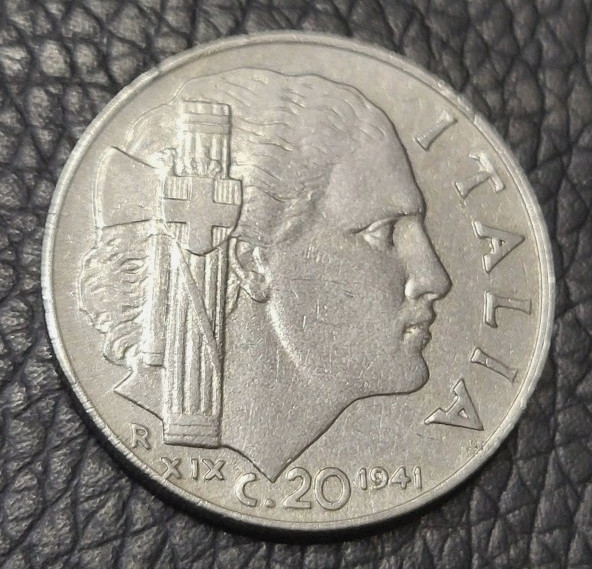 1941  Italy 20 Centesimi Coin