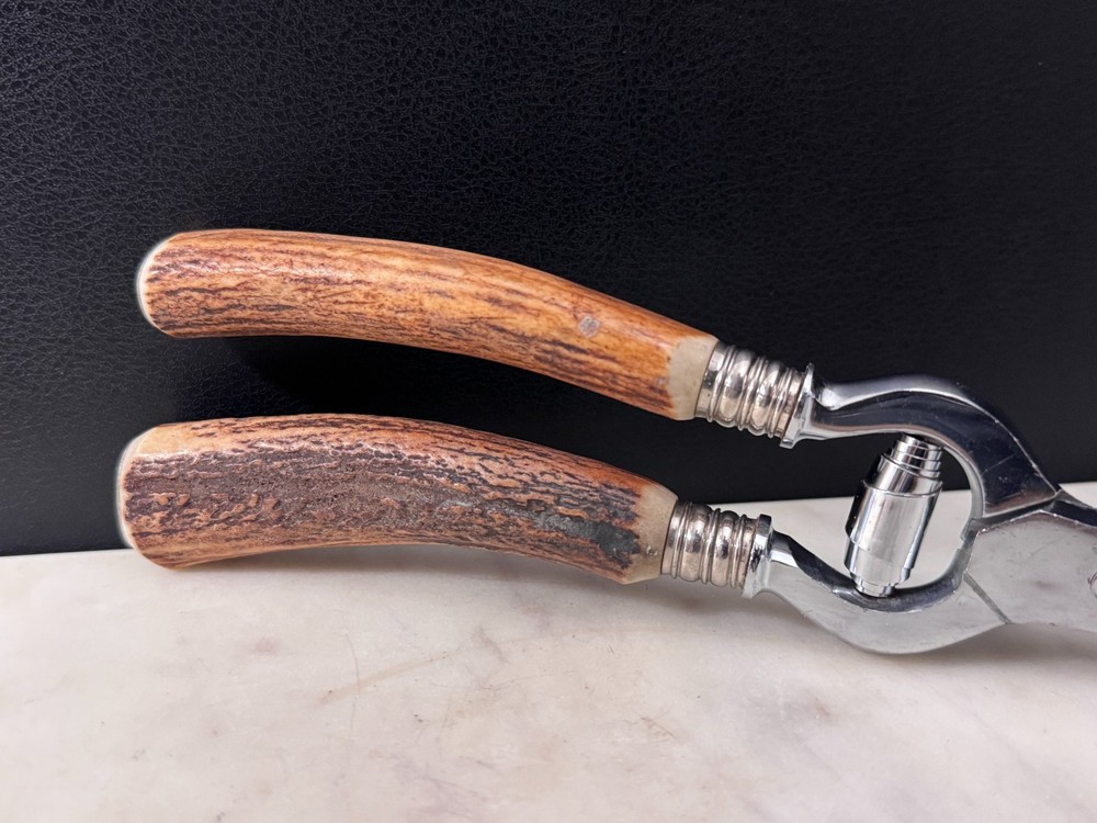 Custom German Stainless Kitchen Poultry Shears Stag Handle, Fork Tip, Take-Apart
