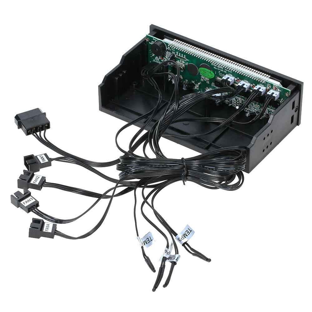 PC CPU 4 Channel Fan Controller Speed Control Adjuster LCD Cooling Front Panel