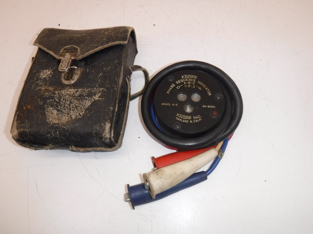 Vintage Knopp Phase Sequence indicator in Leather Carrying Case. Not Tested.