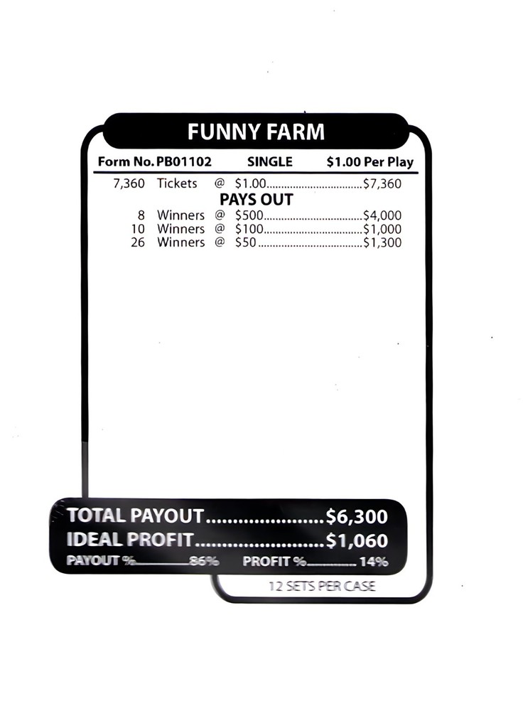 Pull Tab Tickets - Jar - Game - Funny Farm- 7,360 ct