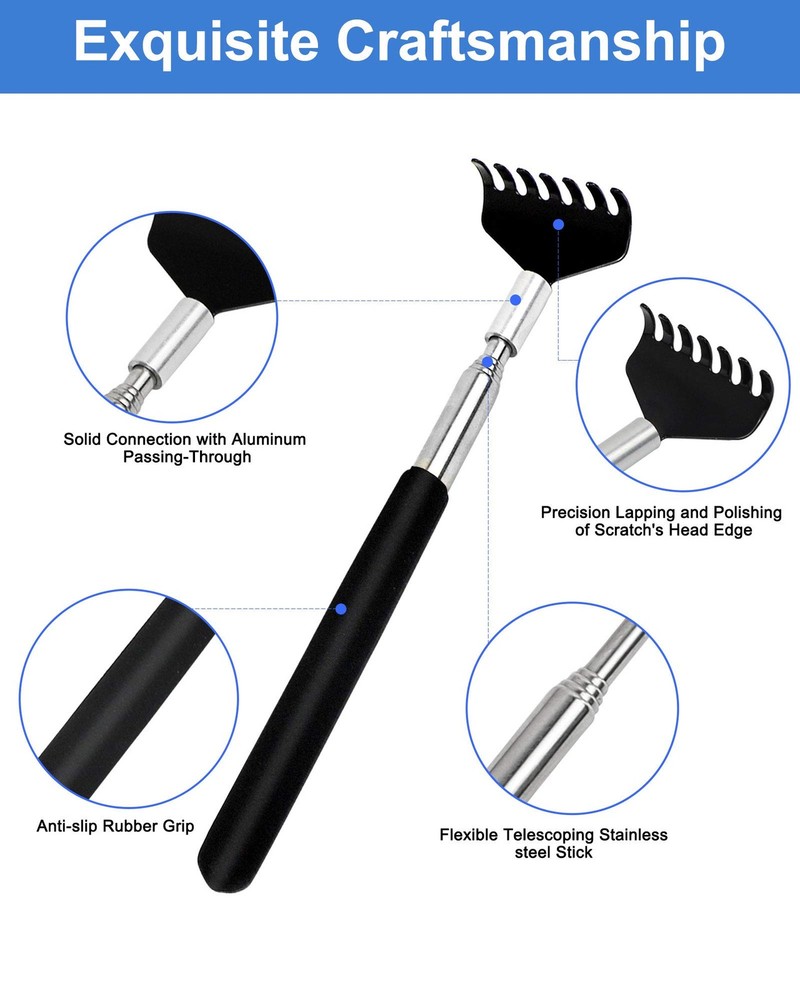 Portable Extendable Back Scratcher, 2 Pack 2 Count (Pack of 1), Black