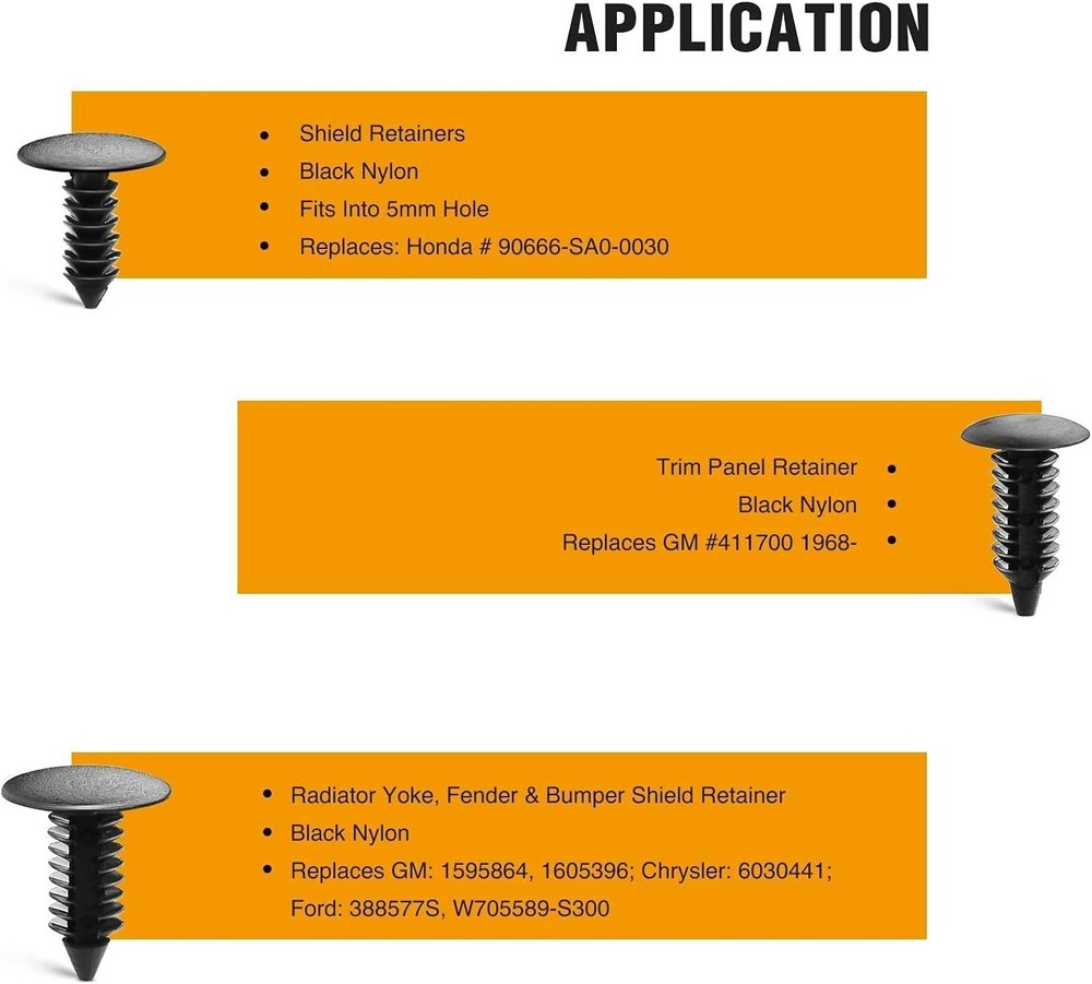 146PCS Nylon Bumper Shield Retainer & Double End Xmas Tree Retainers Clips Un...