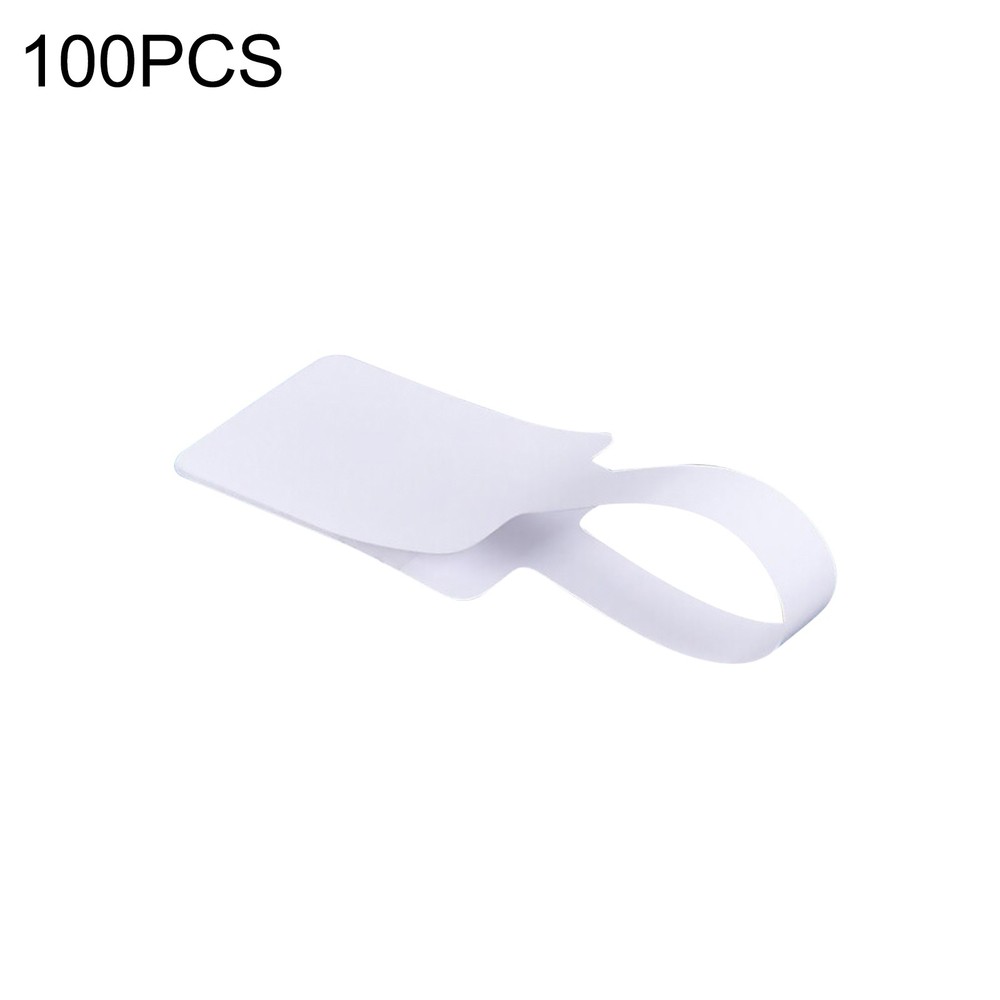 100x White Square Head Adhesive Price Label Tags with Hanging String uu
