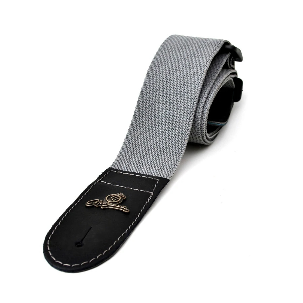Magma Leathers 2" Soft-hand Polypropylene Guitar Strap with Leather Ends Grey