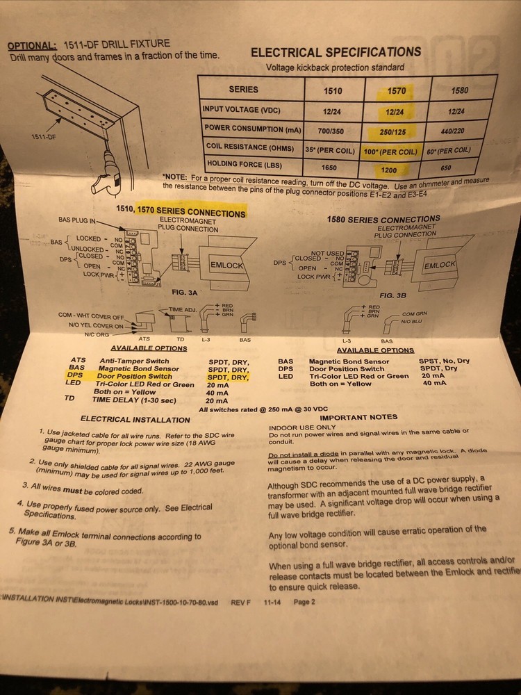 SDC EMLOCK 1572VD w/DPS, Electromagnet Lock