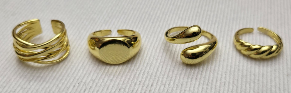 Chunky Gold Ring Set 4Pc Svovin Adjustable Boho Statement Rings