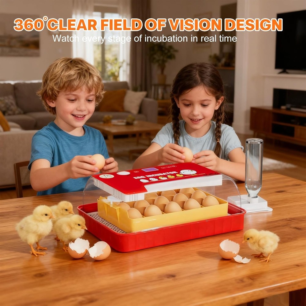 15-35 Eggs Incubator with Automatic Egg Turning and ℉Temperature Display LED Can