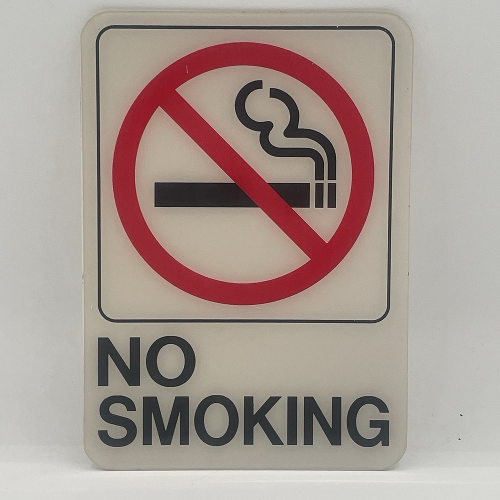 Plastic No Smoking Wall Sign 7” x 5” x 1/16”