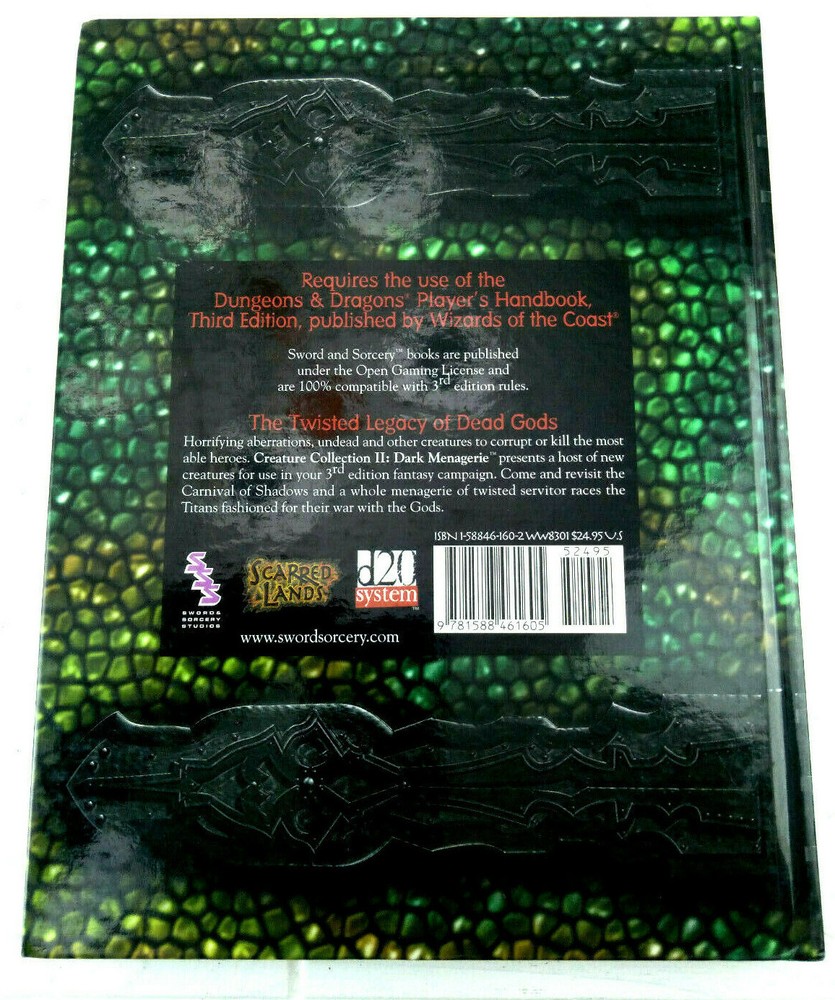 SWORD & SORCERY DARK MENACE II CREATURE COLLECTION CORE RULEBOOK D & D