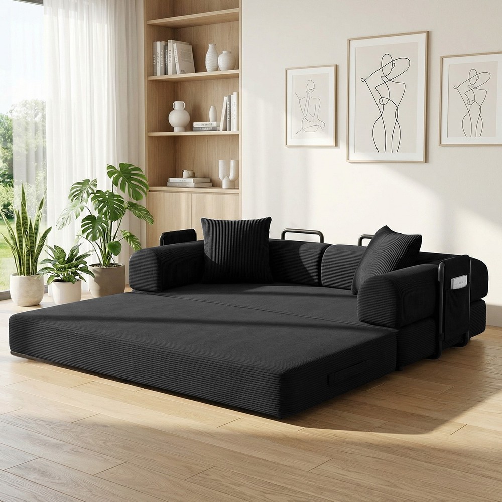 Sofa Bed Couch Sleeper Convertible Pull-Out Bed Couch With Side Pockets Washable
