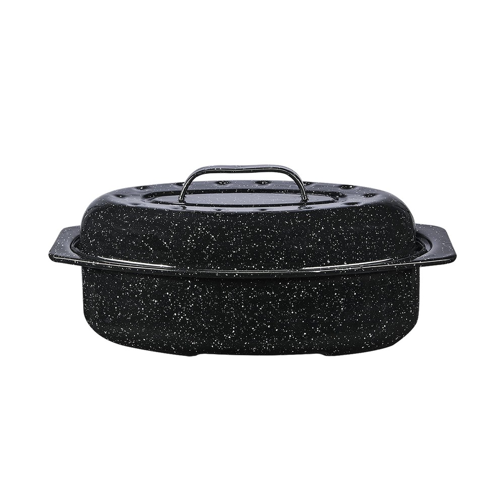 Granite Ware 13-Inch Covered Oval Roaster - Speckled Black