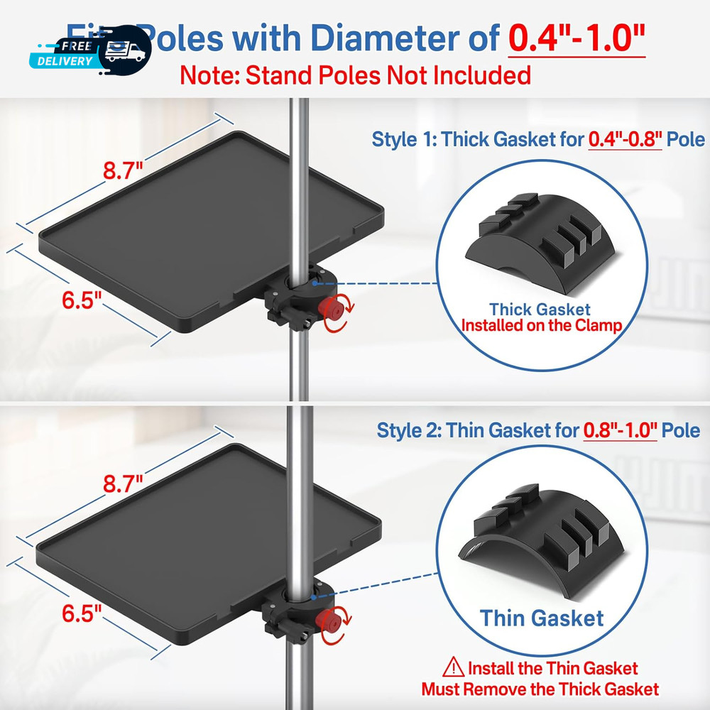 Functional Microphone Stand Tray with Adjustable Mic Stand Phone Holder