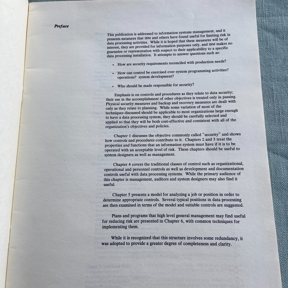 Vintage IBM Data Security Controls Procedures DP Installations 1977 2nd Ed. PC