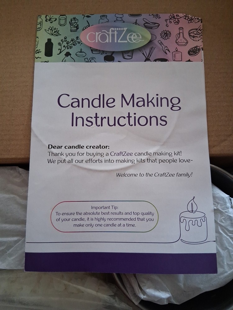 CraftZee DIY Candle Making Kit Open Box Complete Set Soy Wax