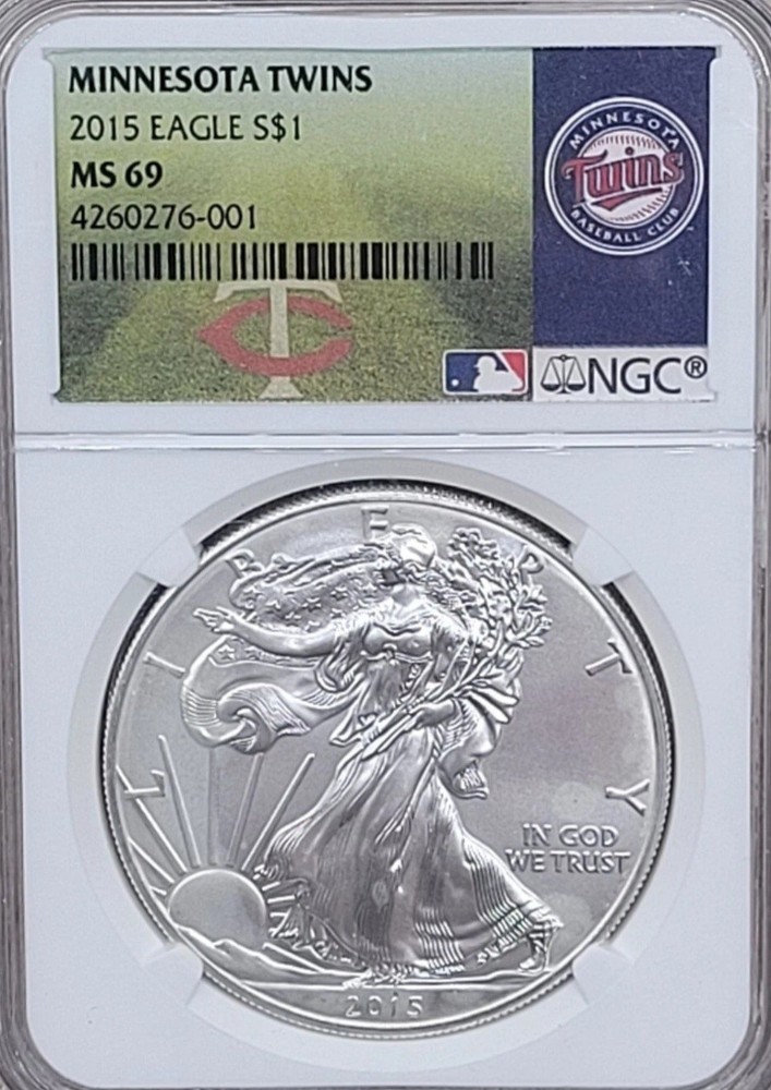 2015 Silver American Eagle MS-69 NGC Minnesota Twins Label
