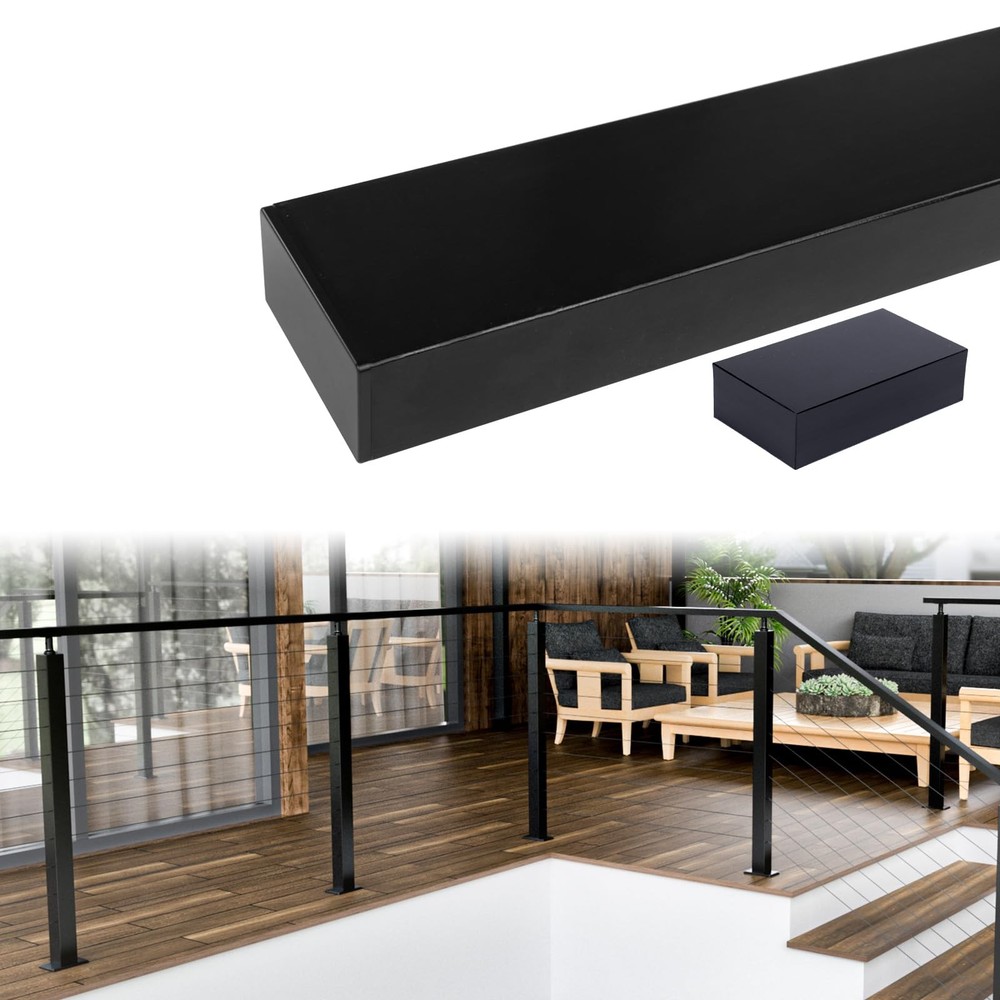 6'6" Aluminum Black Cable Railing Handrail Rectangular Handrail for Cable Rai...