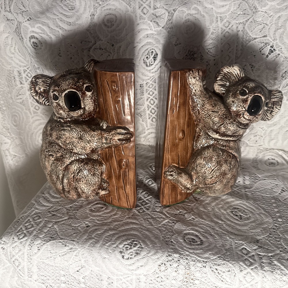 Vtg Ceramic Koala Bear Bookend 70s Wildlife Australia