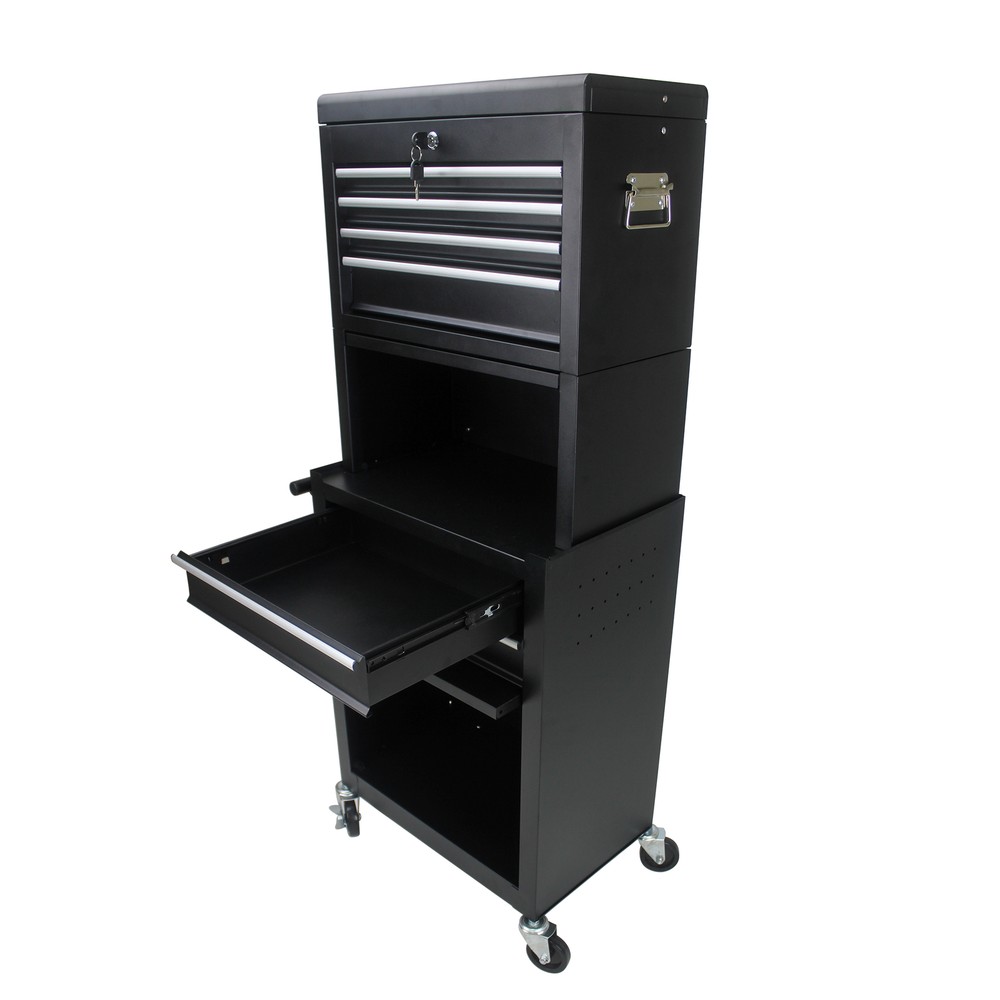 High Capacity 6-Drawer Rolling Tool Chest with Wheels - Durable Black Storage